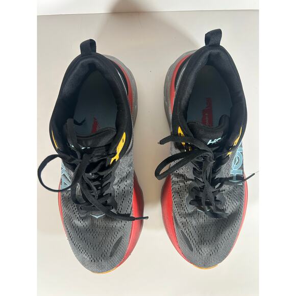 Hoka One One Bondi 8 Shoes Men 9.5 D Gray Black Red Running Sneakers Athletic - Picture 6 of 11